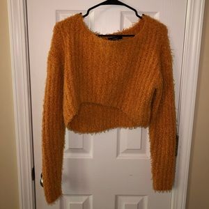 Fuzzy, long sleeve, cropped sweater